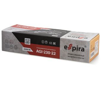 УШМ Espira AGI-230-22 230 мм 220-240В,50/60 Гц,мощность 2200Вт, 6600 об/мин, 5.6 кг