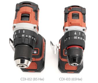 Дрель-шуруповерт Espira CDI-i02 85 Н*м,2акк.2 А*ч Li-ion 18В+З/У,быстр.патр 13 мм,бесщ.дв, 1.6 кг