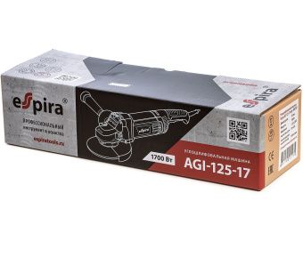 УШМ Espira AGI-125-17 125 мм 220-240В,50/60 Гц,мощность 1700 Вт, 8500 об/мин, 3.8 кг