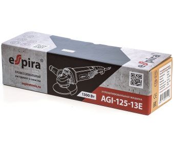 УШМ Espira AGI-125-13E 125 мм 220-240В, 50/60 Гц,мощность 1300 Вт, 4000-11000 об/мин, 2.5 кг